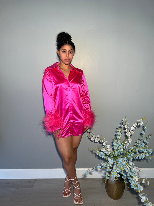 Meala Furry Tee Dress (Pink)