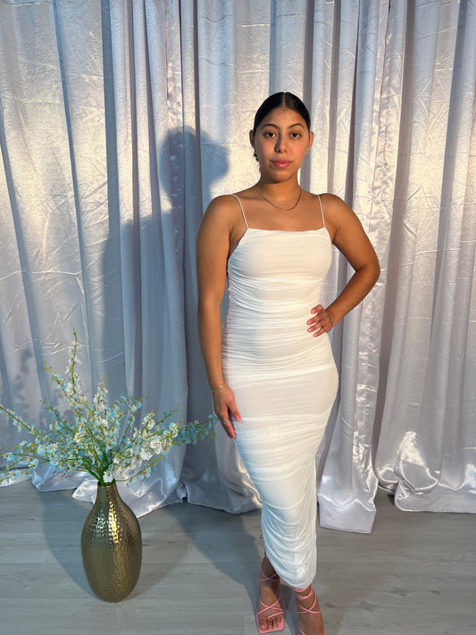 Nancy Drape Dress (White)